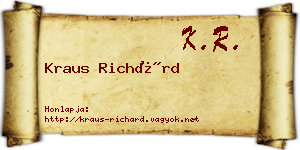 Kraus Richárd névjegykártya